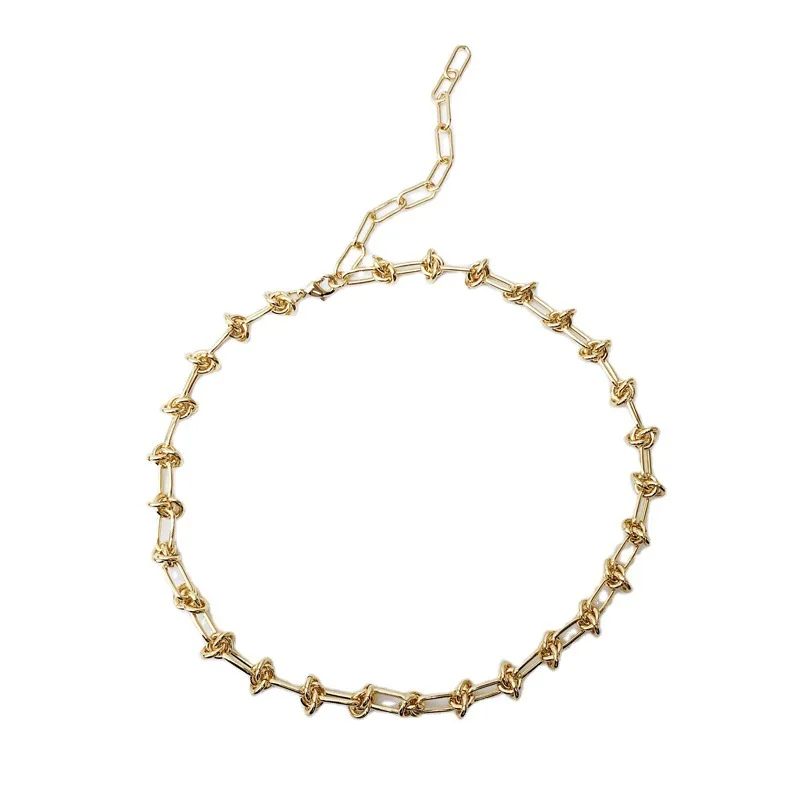 

Punk style high sense small crowd design neck act the roleof winding clavicle chain retro thick chain ropeknot geometry necklace