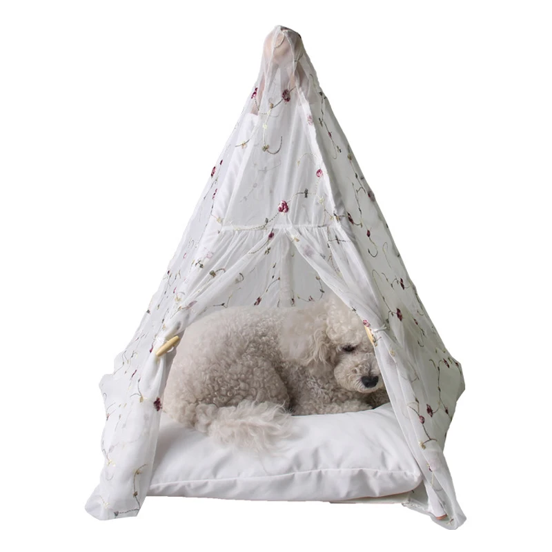 

1pc DIY Embroidered Yarn Pet Camping Tent Sleeping Bed Mat Puppy Dog Cat Mosquito Nets Cage Rabbit Kitty Tent Play House Gift
