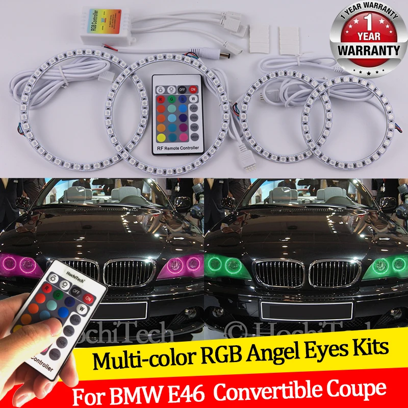 

For BMW E46 325ci 330ci Convertible Coupe 2004 2005 2006 16 colors RGB Angel Eyes LED Halo Rings RF Wireless Control DRL