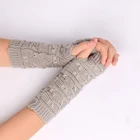 Корейская версия 2020, зимние плотные вязаные шерстяные перчатки, закрывающие руки, рукав до локтя, теплые защитные перчатки без пальцев