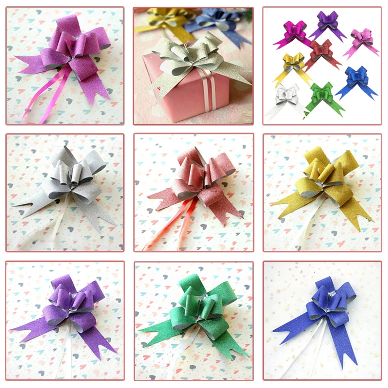 

20PCS Beautiful DIY Bowknot Pull Flower Ribbons Gift Wrapping New Year Wedding Birthday Party Supplies Bow Ribbon Gift Packing