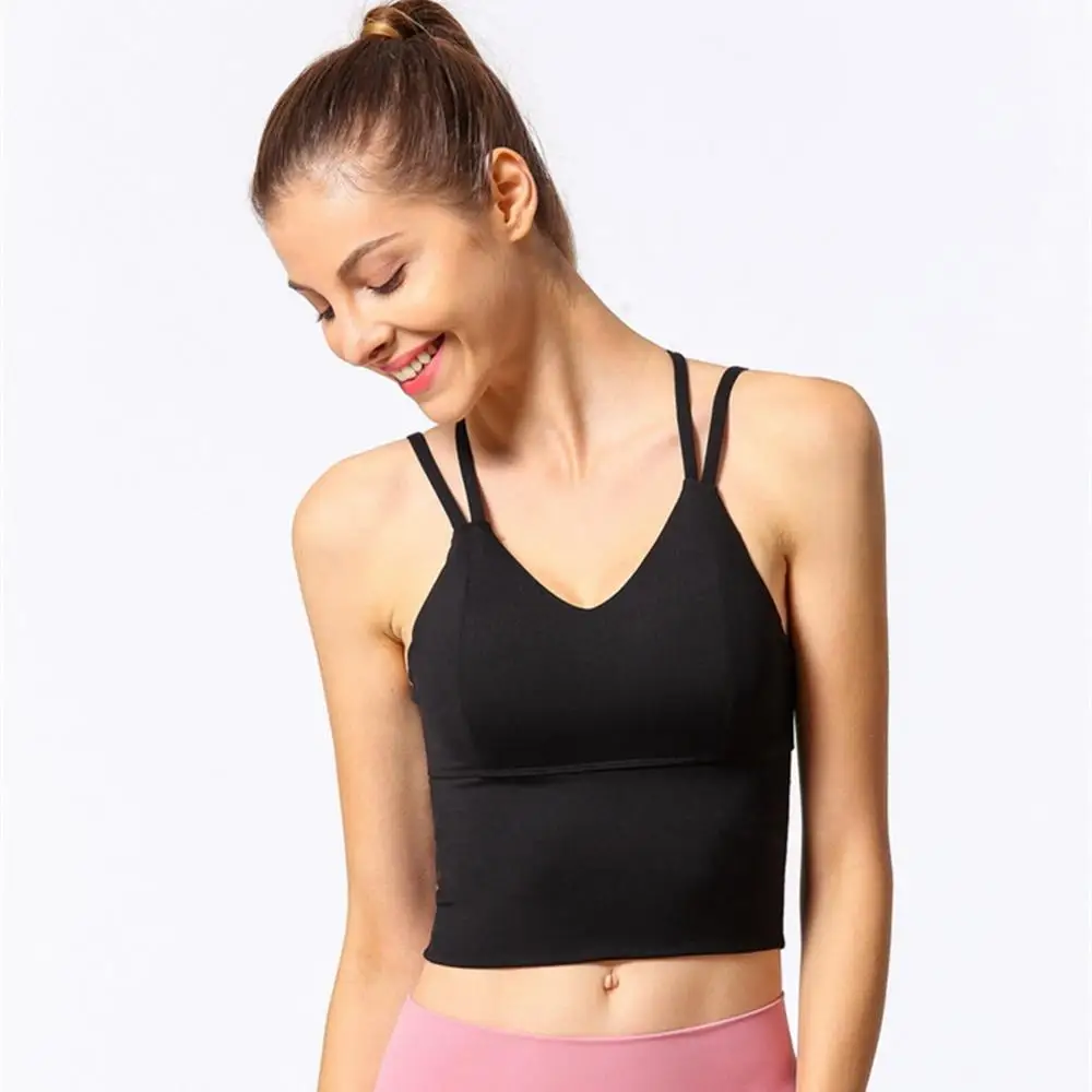 

Breathable Yoga Tops Shockproof Running Athletic Fitness Workout Gym Crop Top Women Sexy Cross Back Push -Up Female Sports Bra