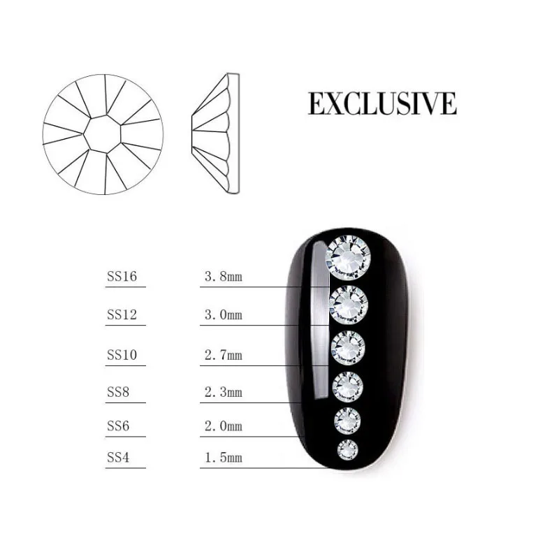 Swarovsky 1440 шт. многоразмерные хрустальные стразы 3D украшения для ногтей
