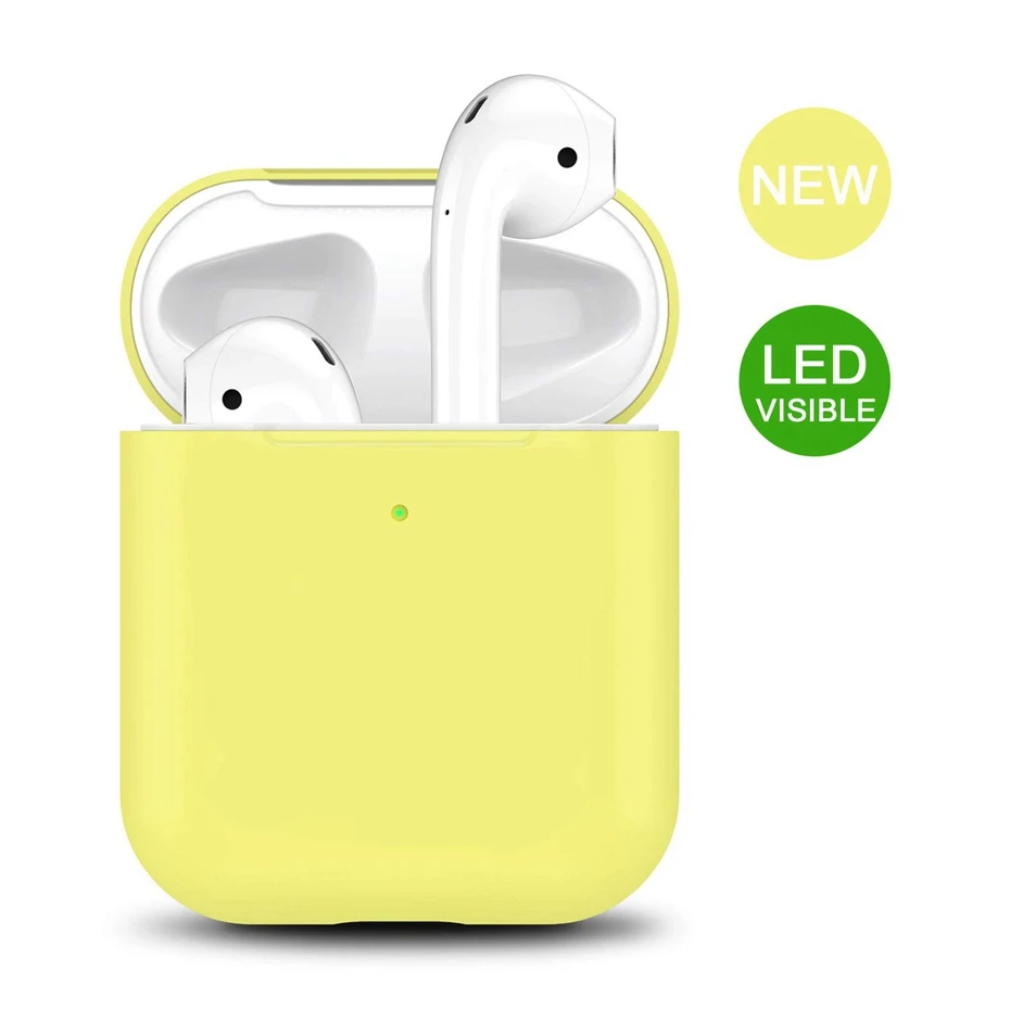 Yellow Силиконовый чехол для AirPods 2 Чехол для зарядки наушников чехол для Apple AirPods Air Pod 1 2 Bluetooth коробка гарнитура защитный чехол - Цвет: Yellow