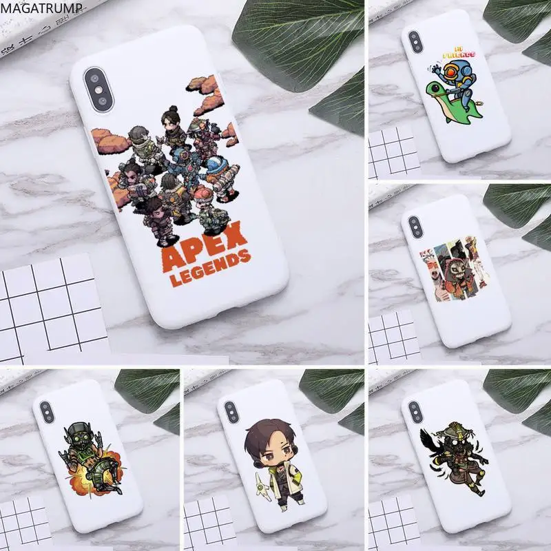 hot new game apex legends phone case for iphone 12 11 pro max mini xs 8 7 6 6s plus x se 2020 xr candy white silicone cover free global shipping