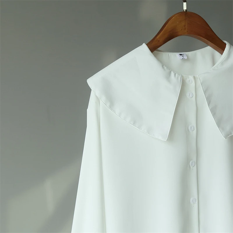 GLAUKE/Милая женская Свободная рубашка с большим воротником одноцветная