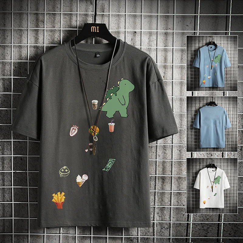 

2021 Men's Cotton T-shirt Round Neck Short Sleeve 5XL Bust 130CM Fashion Printing Casual Loose Short Sleeve T-shirt
