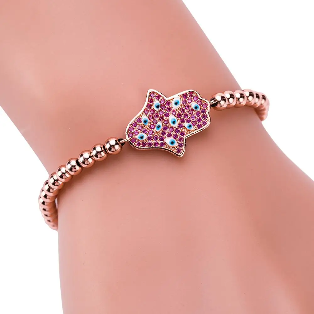 Золотистый браслет сглаза для женщин 2019 CZ Радуга Турецкая черная медь