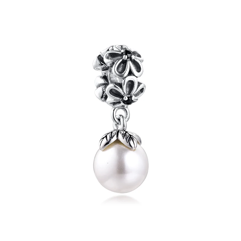 Подвеска с белым жемчугом для браслета Pandora|beads for jewelry making|beads jewelrywhite pearl |