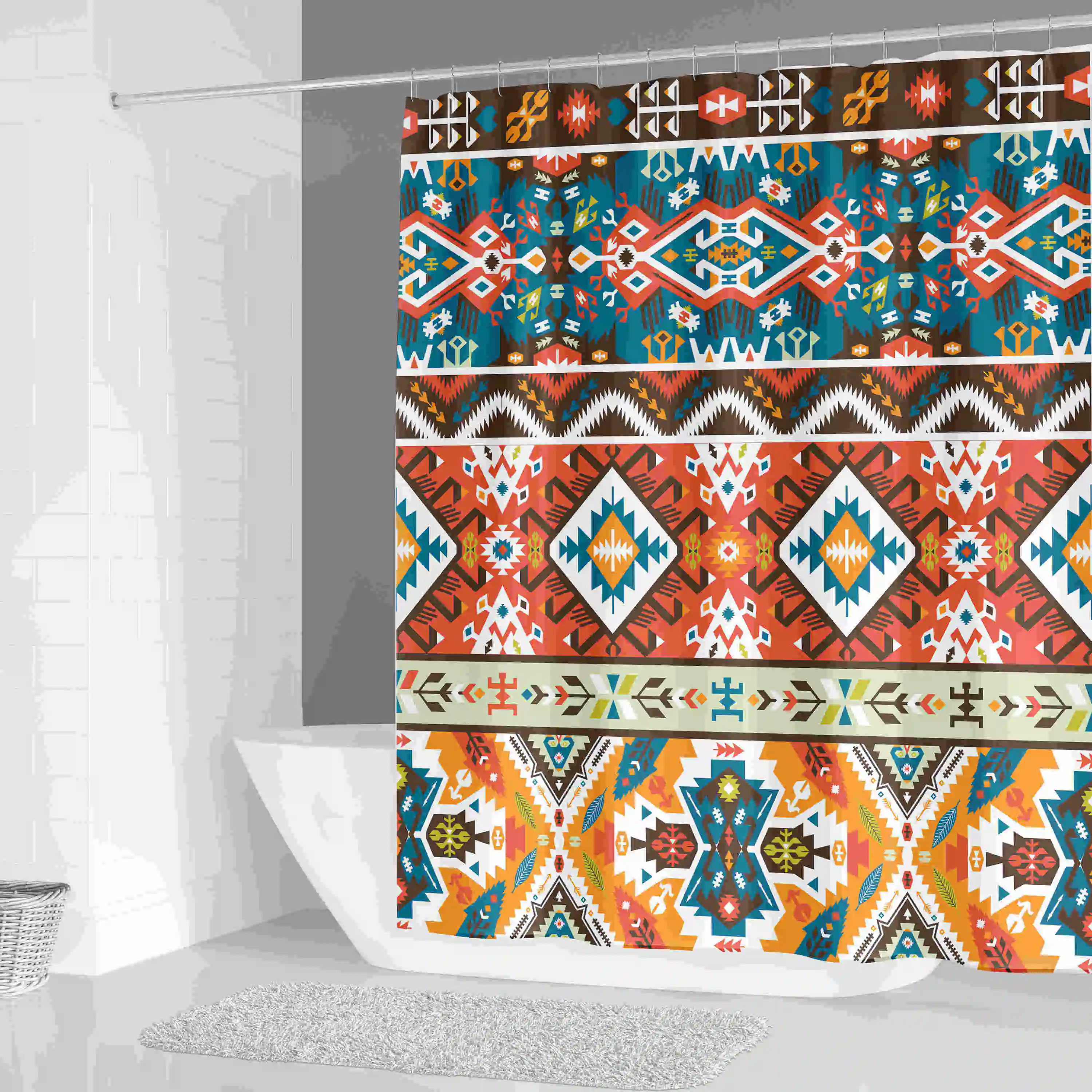 

Beautiful Flower Shower Curtains Bathroom Curtain Fabric Waterproof Polyester Bath Curtain With Hooks