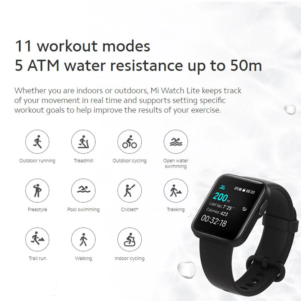 Глобальная версия Смарт-часы Xiaomi Mi Watch Lite спортивные часы с Bluetooth 5