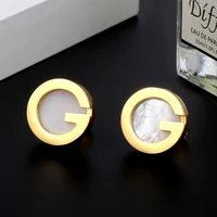 msx famous brand earrings luxury golden letter g round earrings cute bohemian gold color stainless steel stud earrings for women