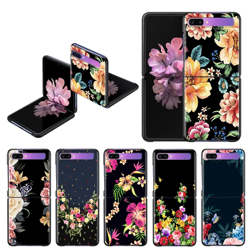 

Flowers Rose PC Case For Samsung Galaxy Z Flip Black Hard Plastic Phone Coque Folding And Splitting Shell for Galaxy Z Flip 5G