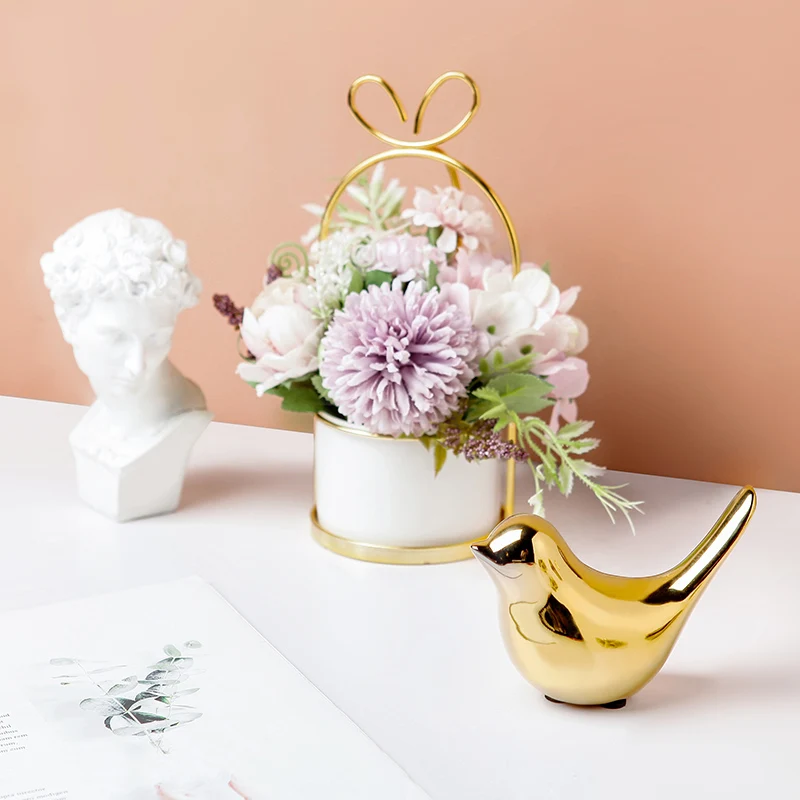 Золотая фигурка птицы домашнее украшение стол для дома книжный шкаф свадебный