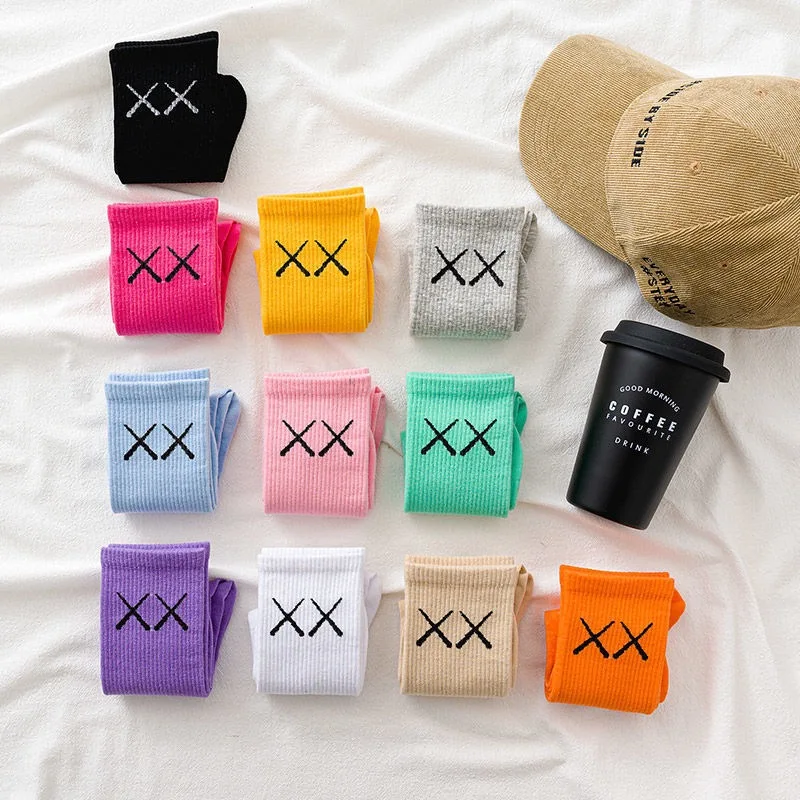 Модные Женские однотонные носки INS весна зима XX Дышащие хлопковые в японском