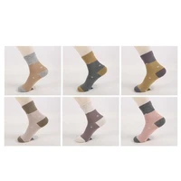 woman solid cotton striped ankle socks girls embroidery sport socks stripes pink grey warm winter short socks 6 pairs lot al230