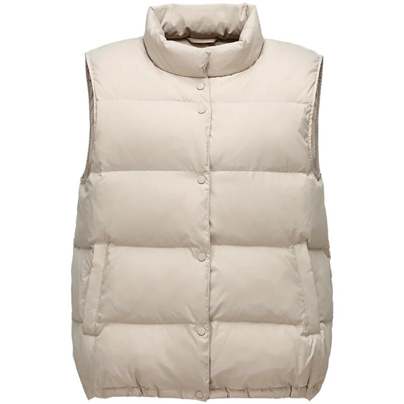 

White Duck Down Jacket Women's Short 2021 Stand-up Collar Autumn and Winter Simple White Duck Down Jacket Casual Fashion Vest