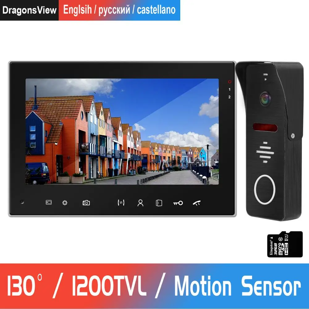 Видеодомофон для домашнего домофона 7 дюймов внутренний монитор 1200TVL уличная камера с детектором движения запись домофон система