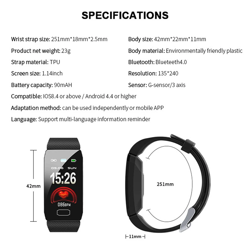 

Smart Bracelet Fitness Tracker Monitor Q1 Smart Band Blood Pressure Heart Rate Smartband Waterproof Men Women