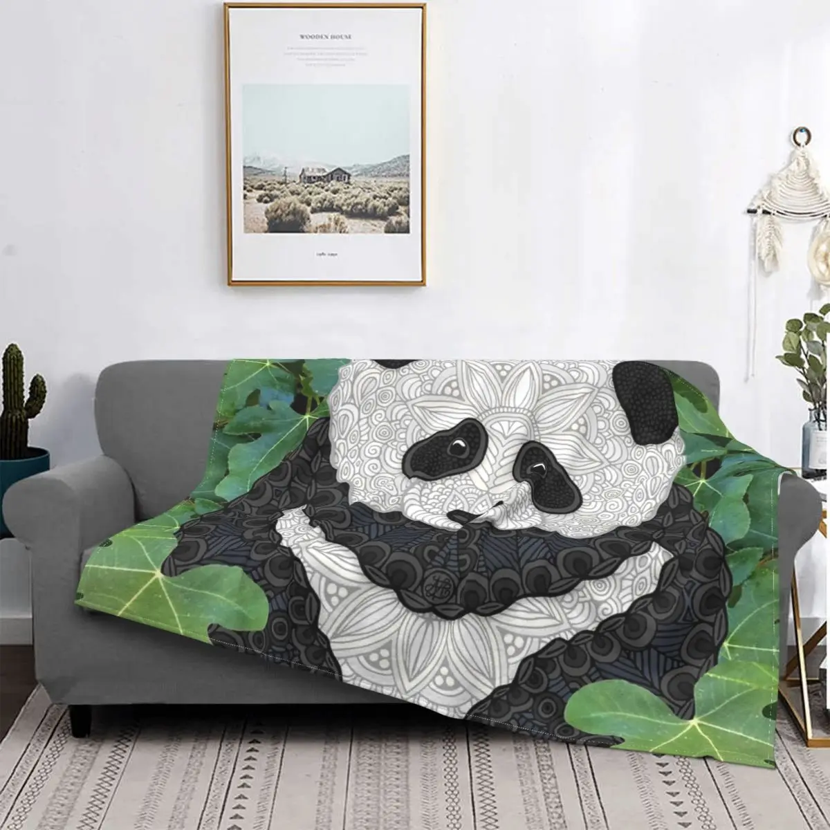 

Manta con diseño de Panda pequeño para niños, a cuadros para cama colcha, edredones, funda de sofá, manta de verano