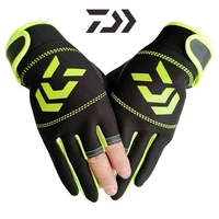 2021 daiwa fishing gloves men 3 fingers cut outdoor sport hiking gloves winter warm waterproof anti slip durable fishing gloves