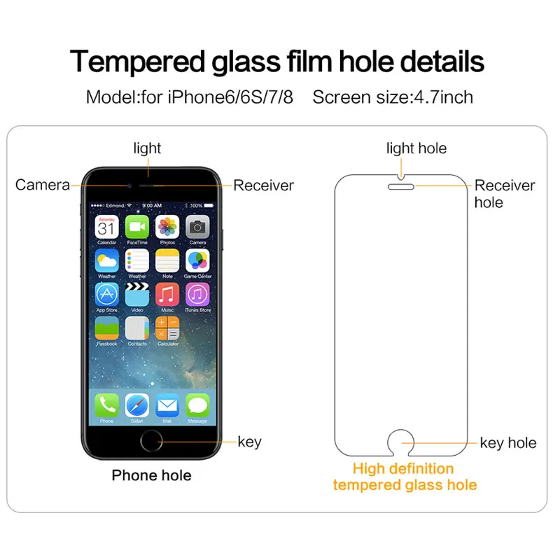 Защитная пленка для экрана SmartDevil 0 33 мм apple iphone 6 6s 7 8 Plus из закаленного стекла 2.5D 9H с