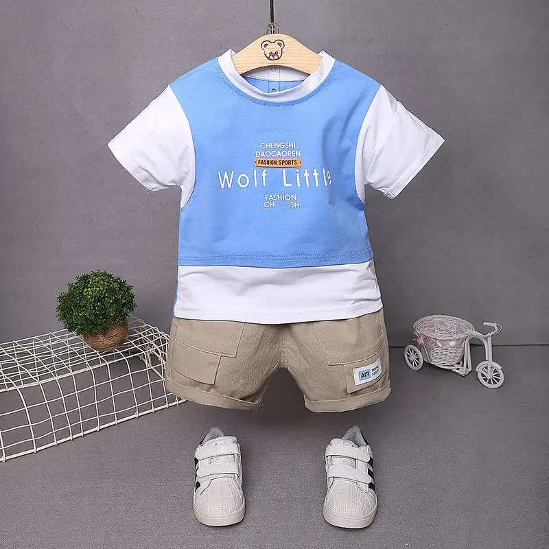 

New Summer Children Casual Clothing Suit Baby Boys Girls T Shirt Shorts 2Pcs/Sets Kids Infant Coat Toddler Clothes 1 2 3 4 years