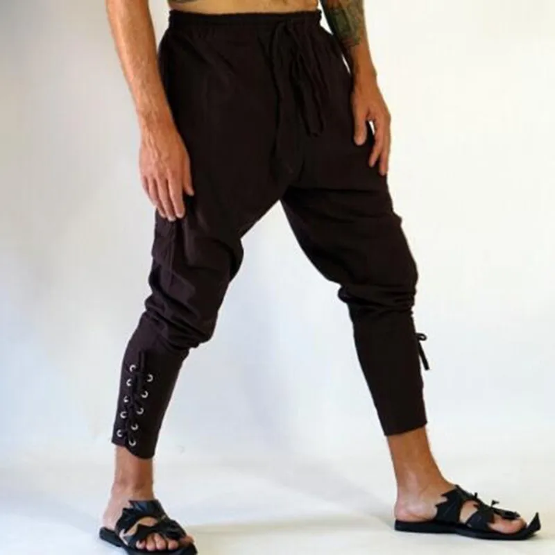 

Men Viking Cosplay Renaissance Medieval Gothic Pants Pirate Costume Trouser Men Plus Size