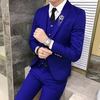 2021 new mens suit 3 pcs set fashion boutique single button solid color wedding dress men slim business banquet formal dress