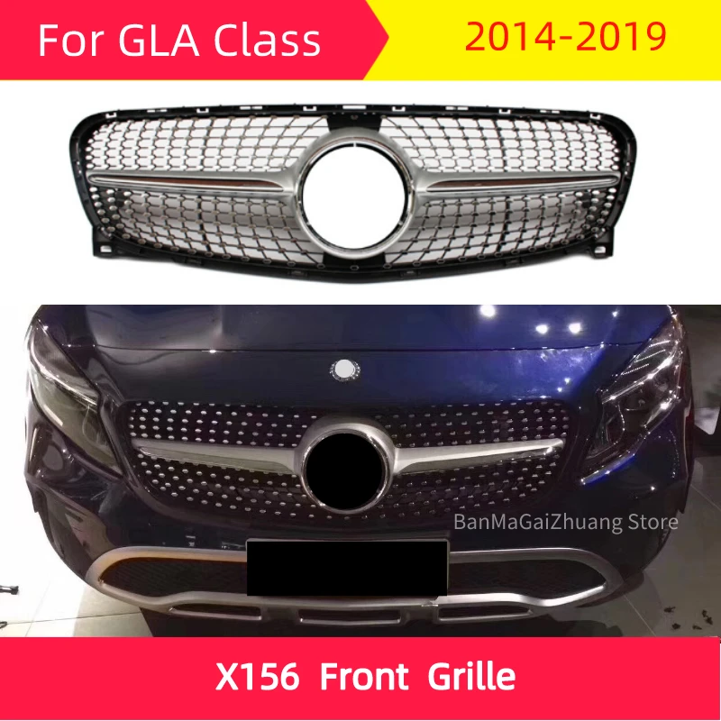 Алмазная Передняя решетка для mercedes X156 2014-2019 GLA Class GLA180 GLA200 GLA250 GLA45 ABS | Автомобили и