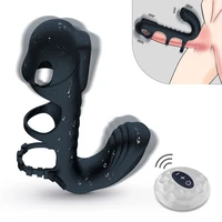 mens wearable training device penis vibrating ring lasting enlarge cock stimulate massage sex toys for men g spot vibator