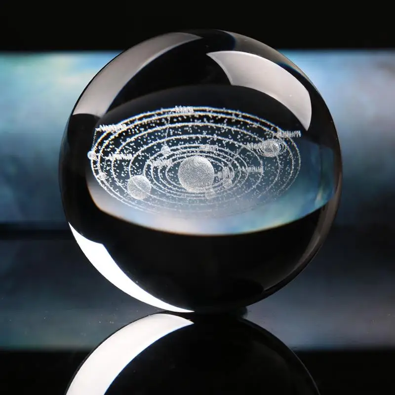 Glass Ball Laser Engraved Home Decor Creative 3D Fashion for Astrophile Crystal Quartz Planets Model Gift Craft | Дом и сад