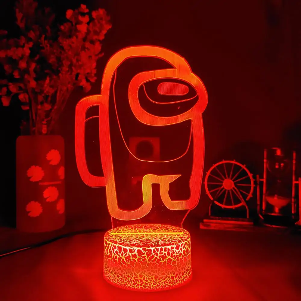 

Hot Friends Game Among us LOGO 3D Illusion Desktop Lamp Coffee Table Decor LED Sensor Lights Atmosphere Bedside Night Lamps