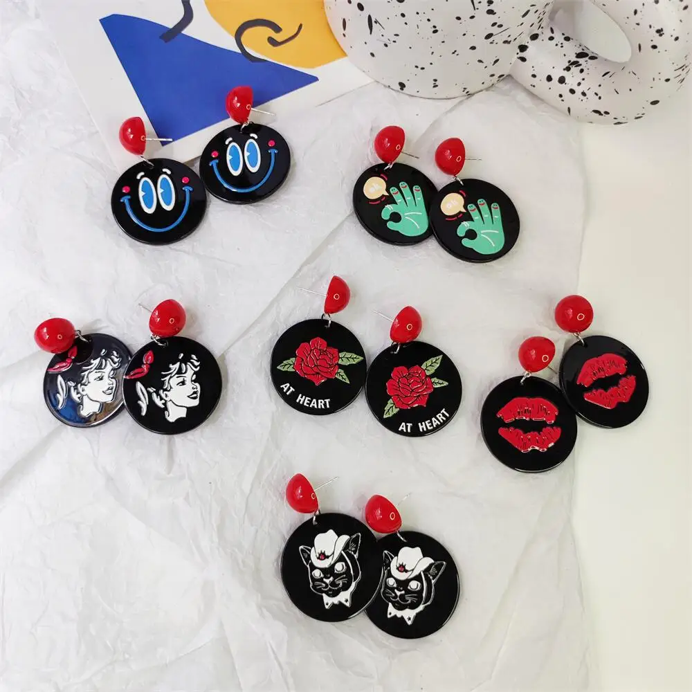 

Embossed Printed Lips Rose Girl Earrings Stud Earrings Women Design