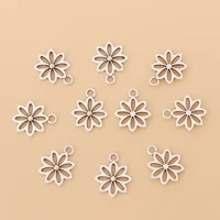 100pcslot tibetan silver flower charms pendants beads for bracelet earring jewelry making accessories