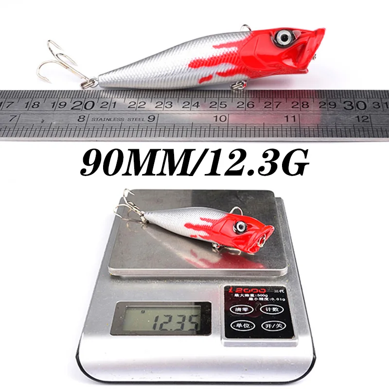 WDAIREN Topwater Popper рыболовные приманки Воблеры 9 см 12 г с 6 # крючками плавающая