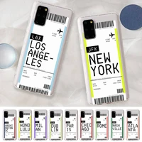new york los city ticket phone case for samsung a 51 30s 71 21s 70 10 31 30 52 12 40 s20 21 plus lite ultra