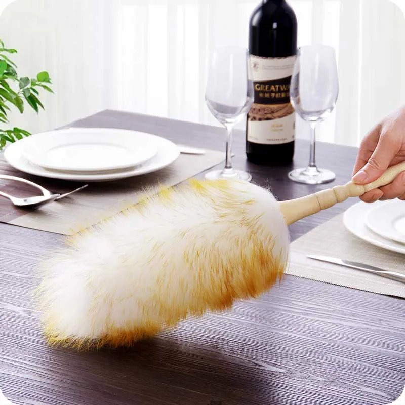

Lambswool Duster Hanging Rope Non-static Non Slip Brush Car Sofa Furniture Wooden Handles Dust Brushes Household Cleaning Tools