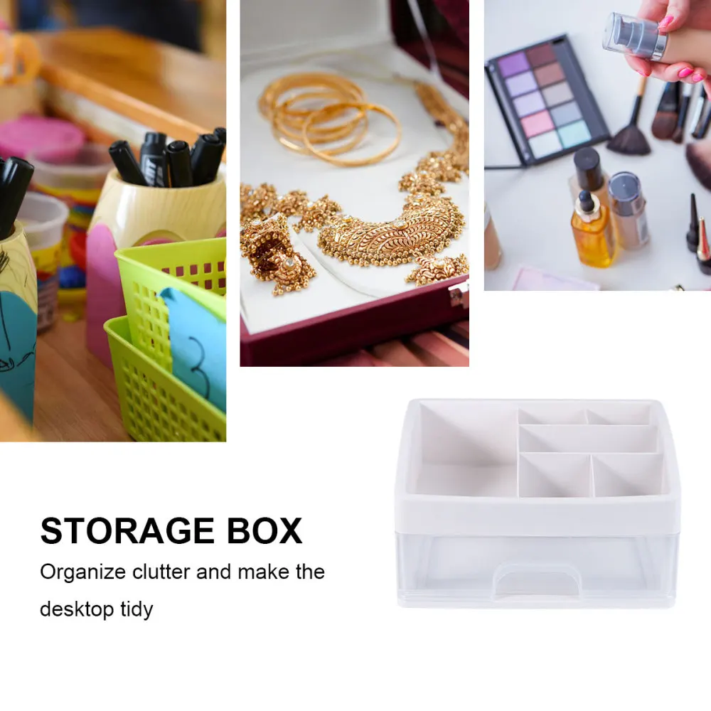 

Cosmetic Drawer Transparent Makeup Container Desktop Sundry Storage Case Jewelry Box for Storage White (Size Small 1 Lay