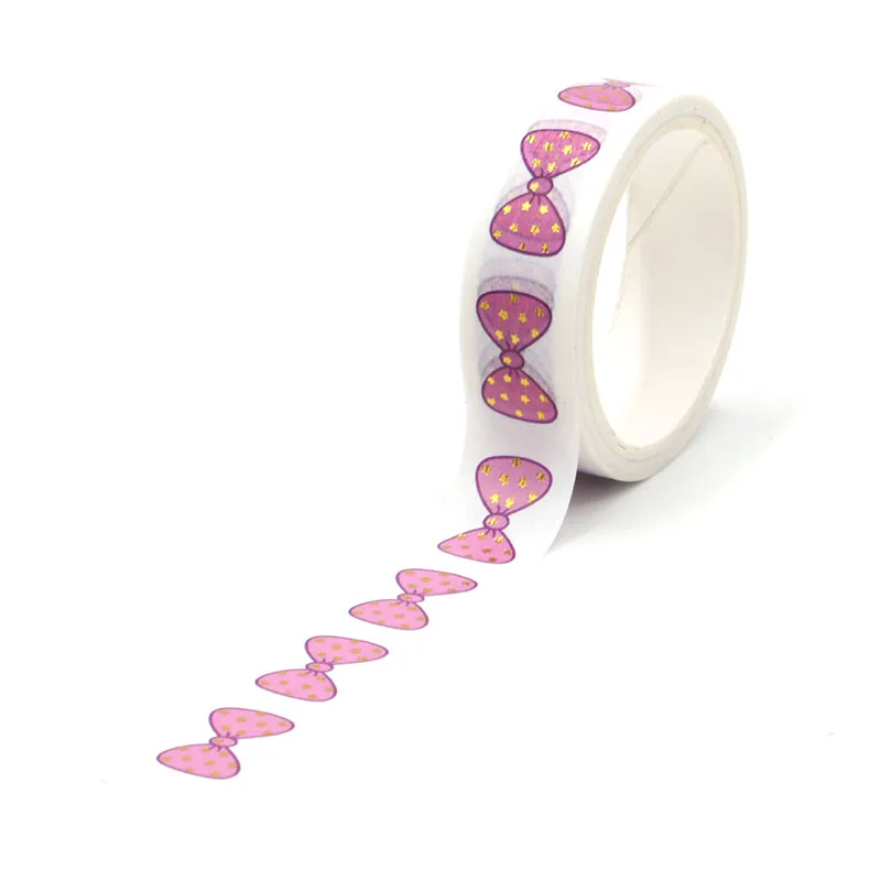 

1PC pink Bow Foil Washi Tape Stationery Album Tools School Diy Paper Scrapbook Scrapbooking Gift Photo Quality washi tape bow