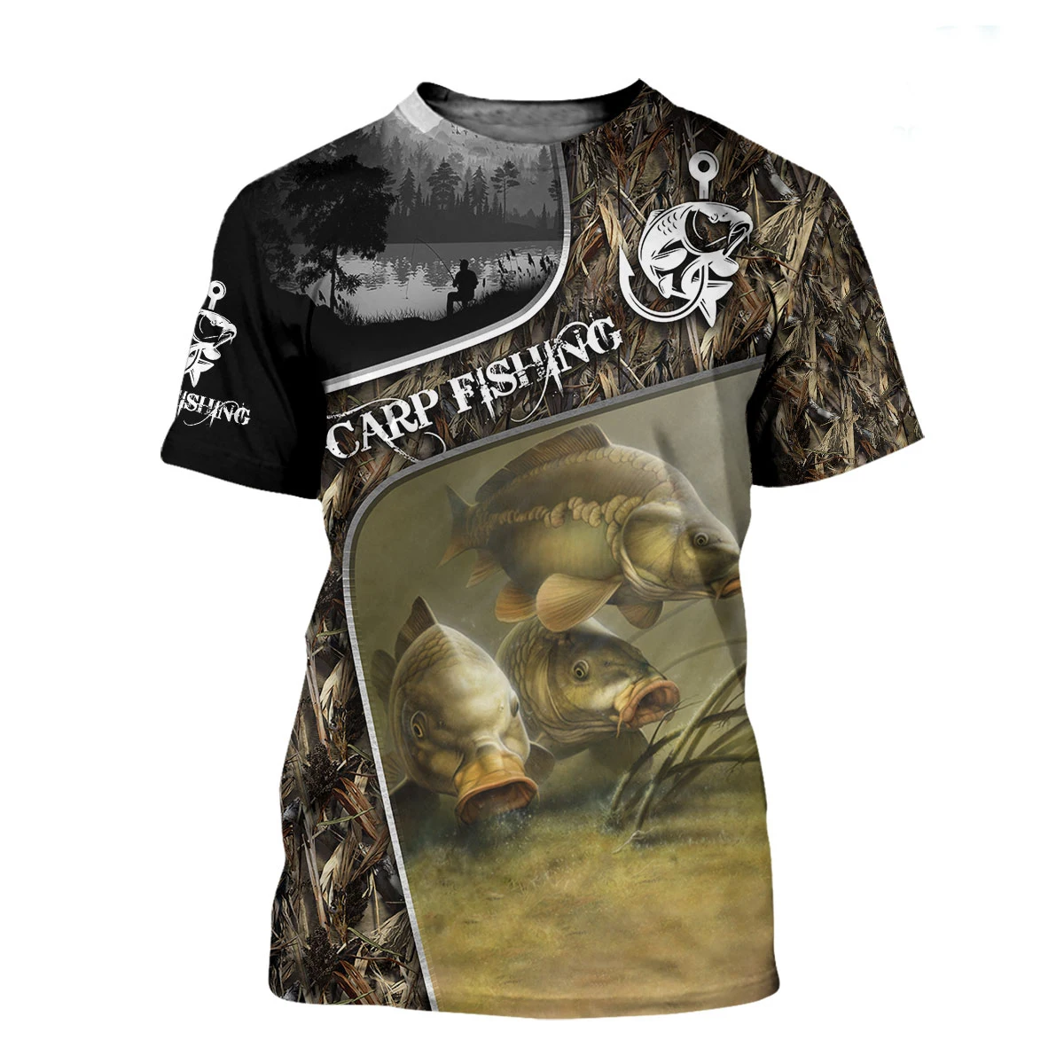 Летняя крутая хипстерская Мужская футболка с красивым рисунком щуки и рыбалки 3D