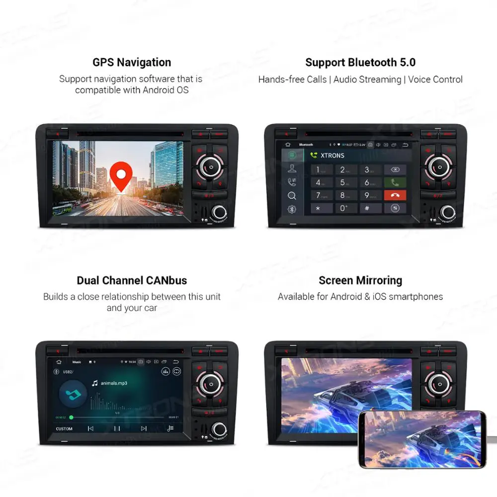 XTRONS Android 10 0 Qualcomm Bluetooth 5 автомобильное радио стерео DVD плеер GPS OBD TPMS для Audi A3 8P 2003 2012