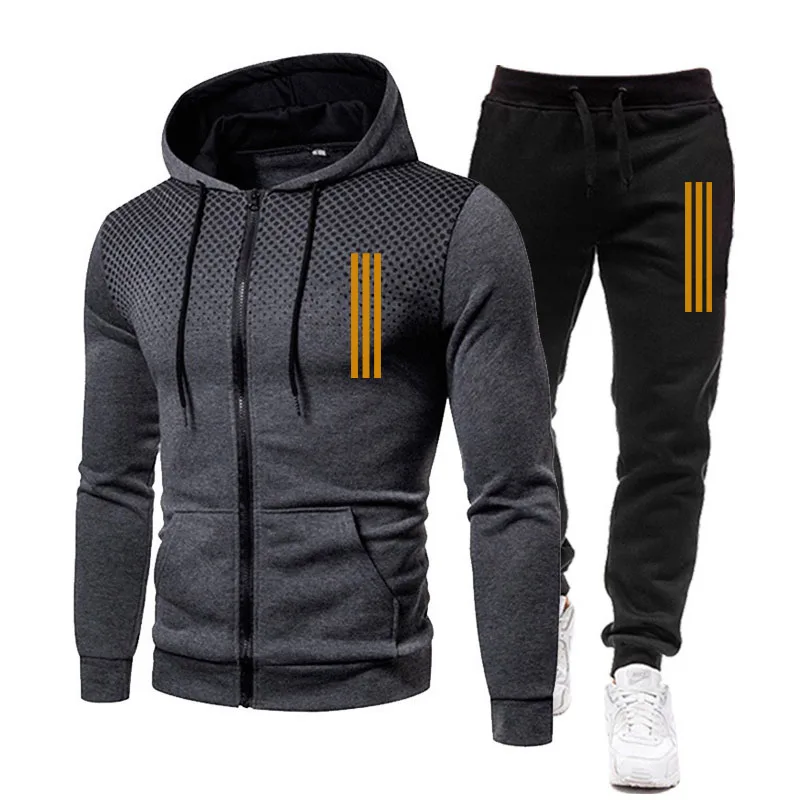 

Men's Hoodie Men's Zipper Sports Casual Wear 2021 Spring and Autumn Running Sportswear Hoodie + Pants Men's Sportswear