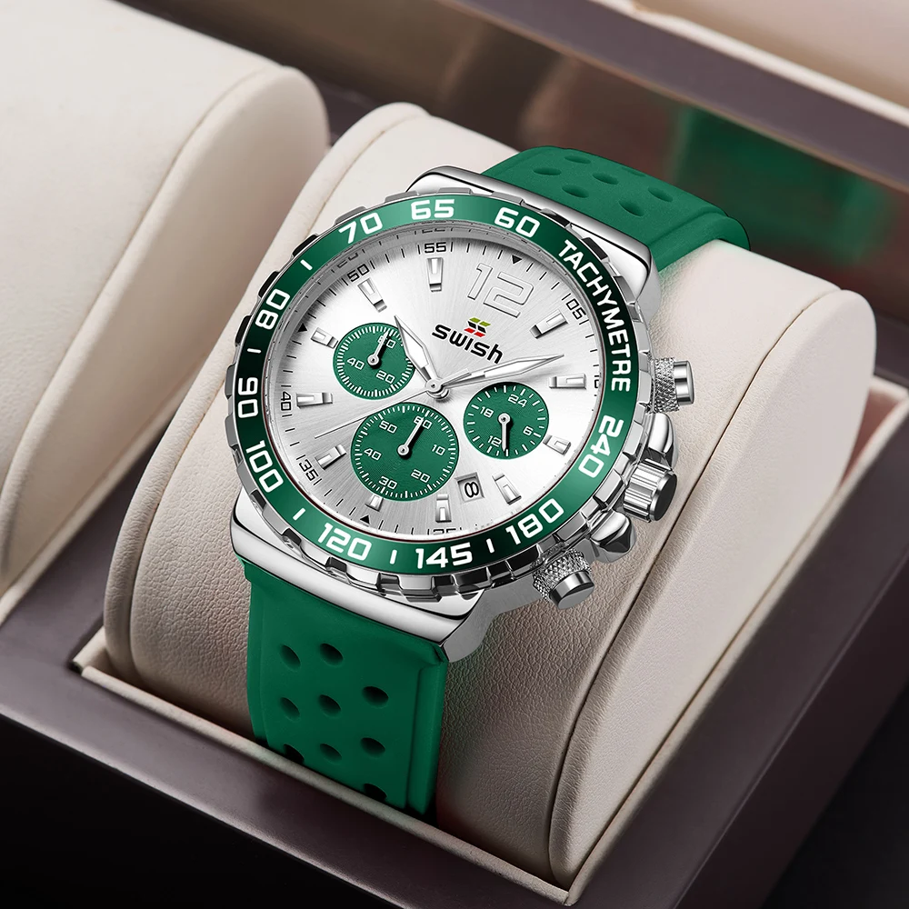 SWISH Men's Watches Quartz Watch Waterproof Calendar Creative Watches Silicone Strap Men Luxury Wristwatch Relogio Masculino