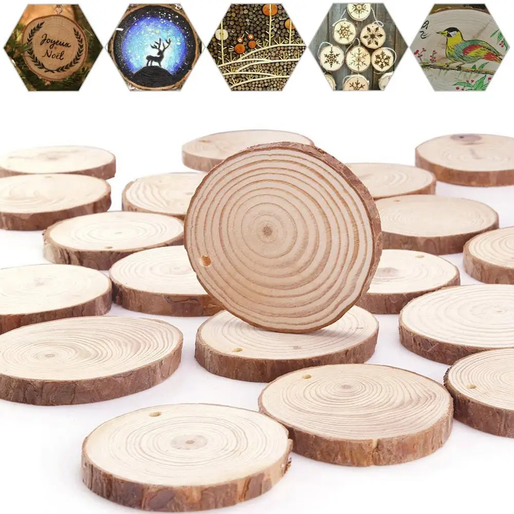 Перфорированные декоративные круглые деревянные кусочки круги с деревом лай