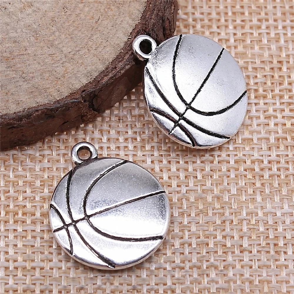 

WYSIWYG 4pcs 22x18mm Basketball Charms Antique Silver Color Pendant Charms Jewelry Findings For Jewelry Making