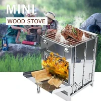 mini outdoor firewood stove portable camping picnic travel cooking charcoal stove bbq folding wood grill steel m7f5