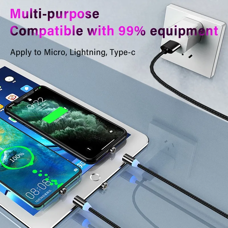 

Fast Charging Magnetic Data Cable Micro USB Type-C Lightning 3-In-1 Multi-Function Mobile Phone Data Line Smartphone Accessories