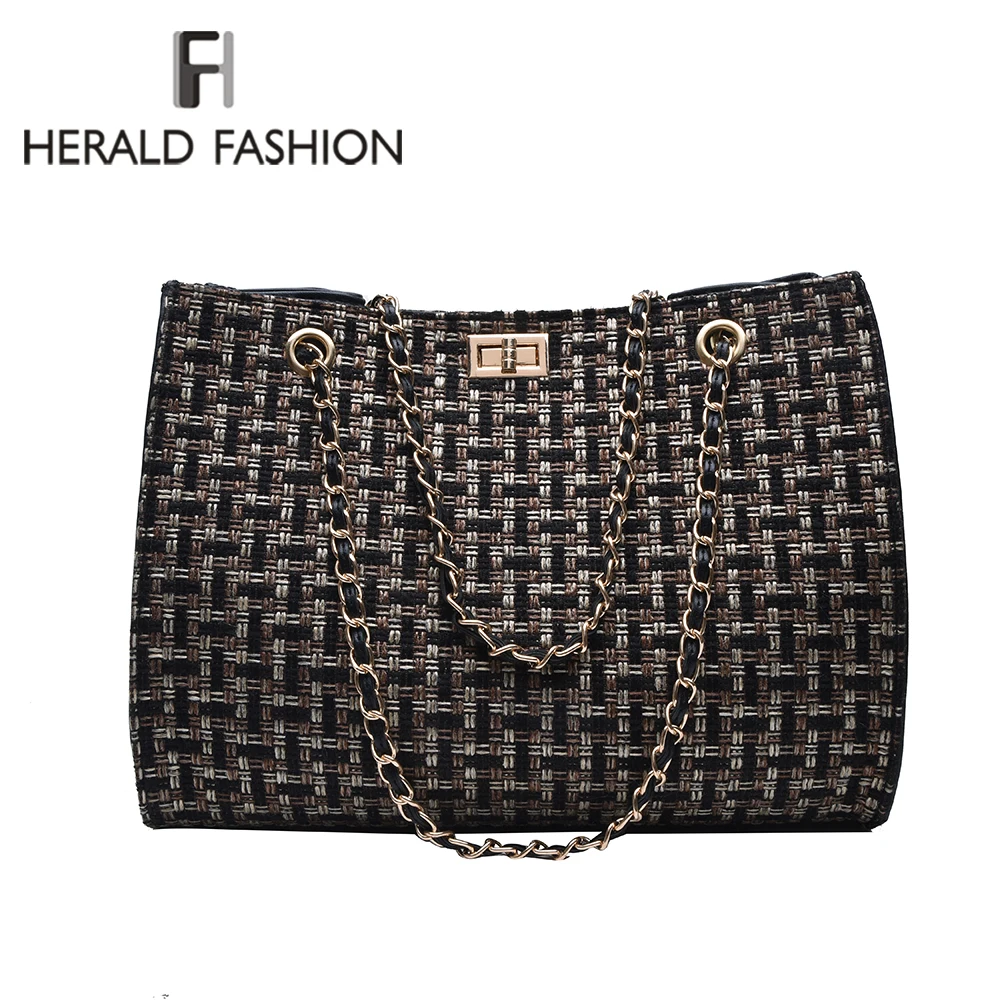 

Luxury Female Handbags Designer Canvas Knitting Shoulder Bags Fashion Ladies Chain Top-Handle Bags Crossbody Bags Casual Tote