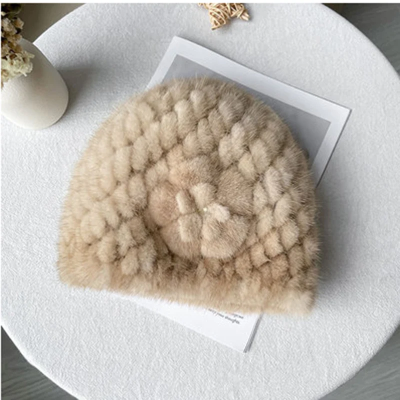 Оптовая цена от производителя модная женская вязаная шапка из меха норки |